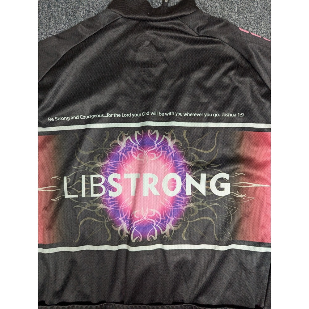 Giordana Womens Libstrong Cycling Jersey Black Pink Ribbon Joshua 1:9 XL - Picture 7 of 9